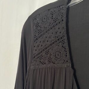 Express Black Crochet Detail Blouse